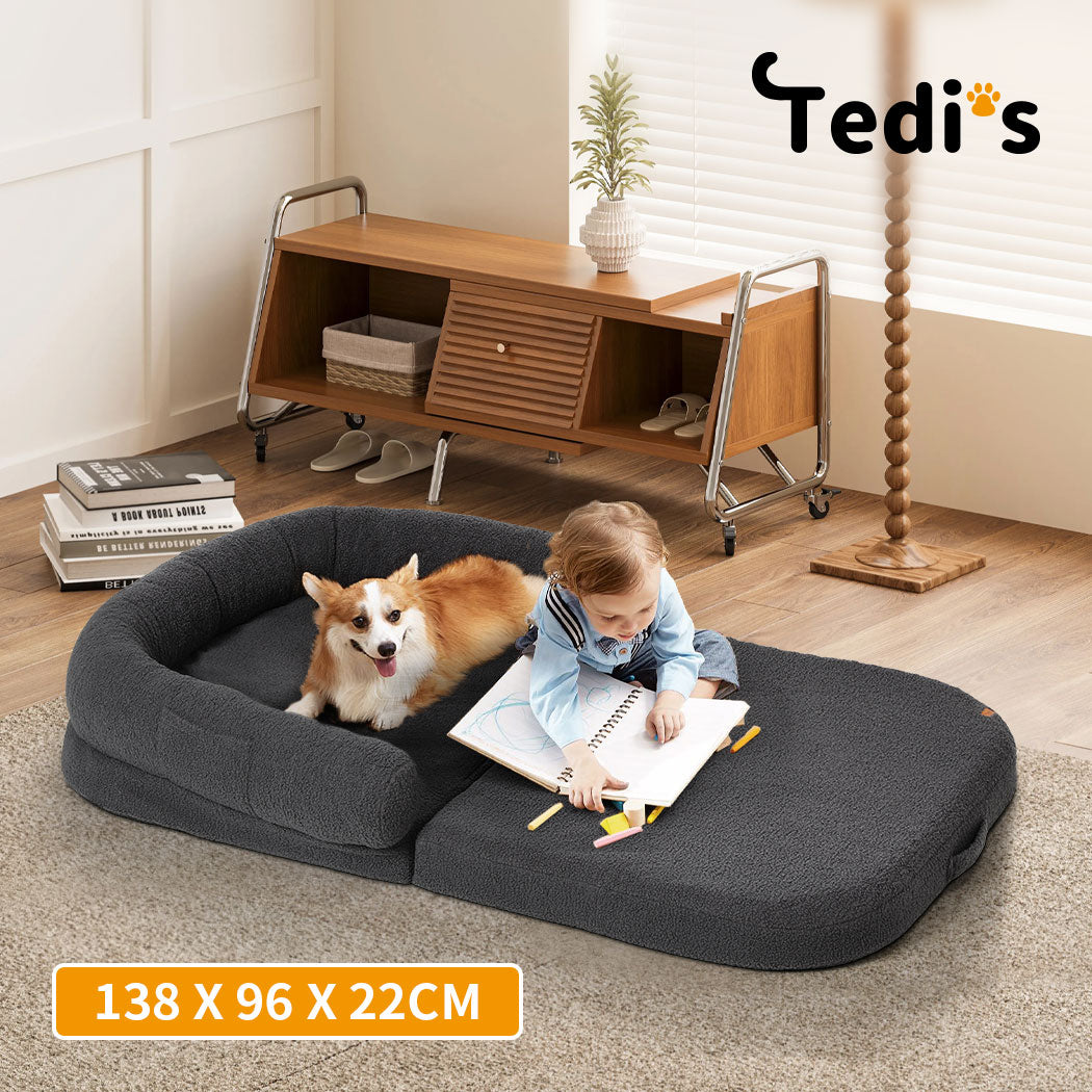 Tedi’s 2 in 1 Foldable Human Size Dog Bed Sofa Waterproof Inner Washable Portable