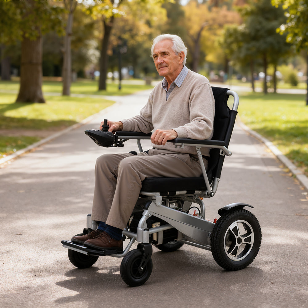 Electric wheelchair with aluminum alloy frame