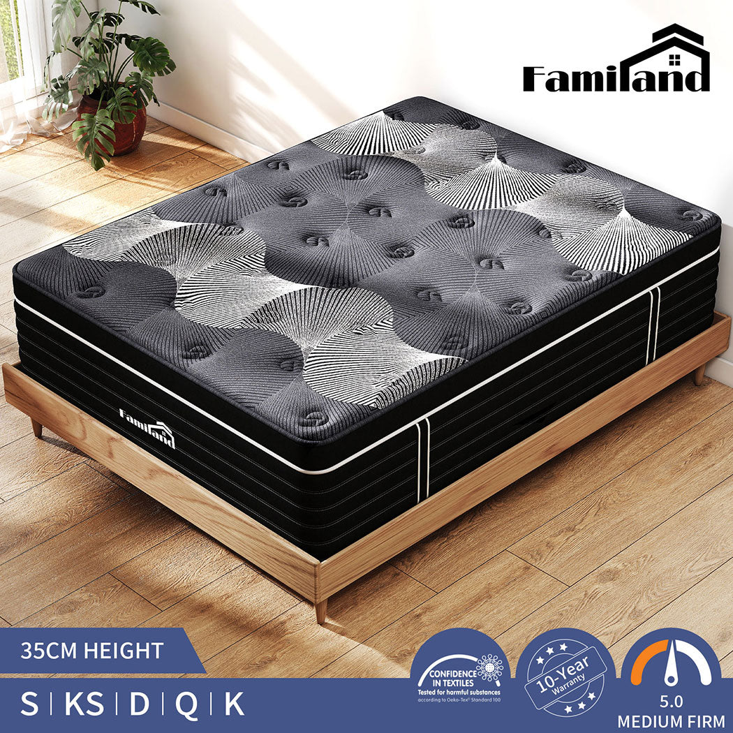 Familand Queen Double King Single Mattress Pocket Spring Bamboo Charcoal Memory Foam