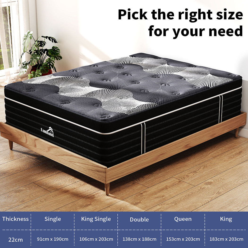 Familand Queen Double King Single Mattress Pocket Spring Bamboo Charcoal Memory Foam