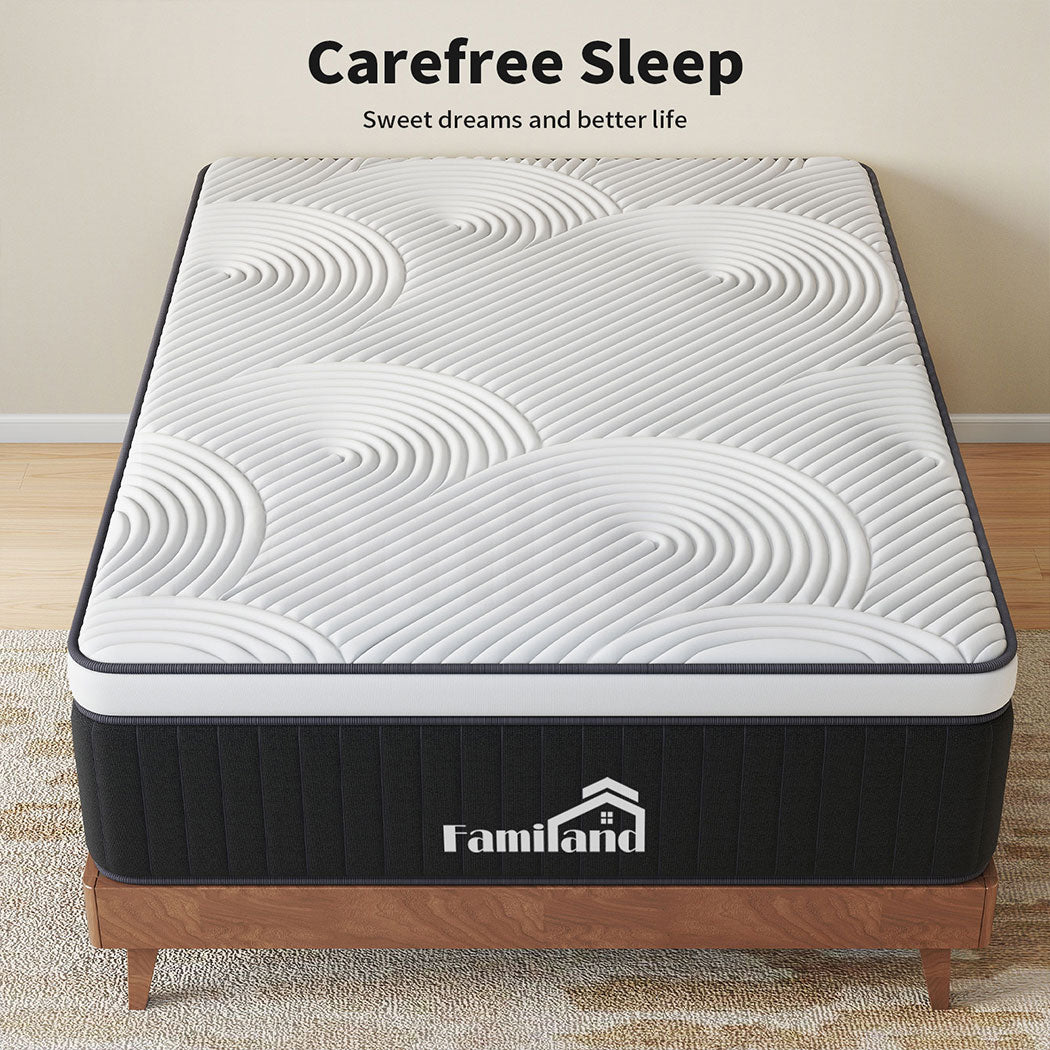 Familand Queen Double King Single Mattress Pocket Spring Memory Foam 35cm Grey
