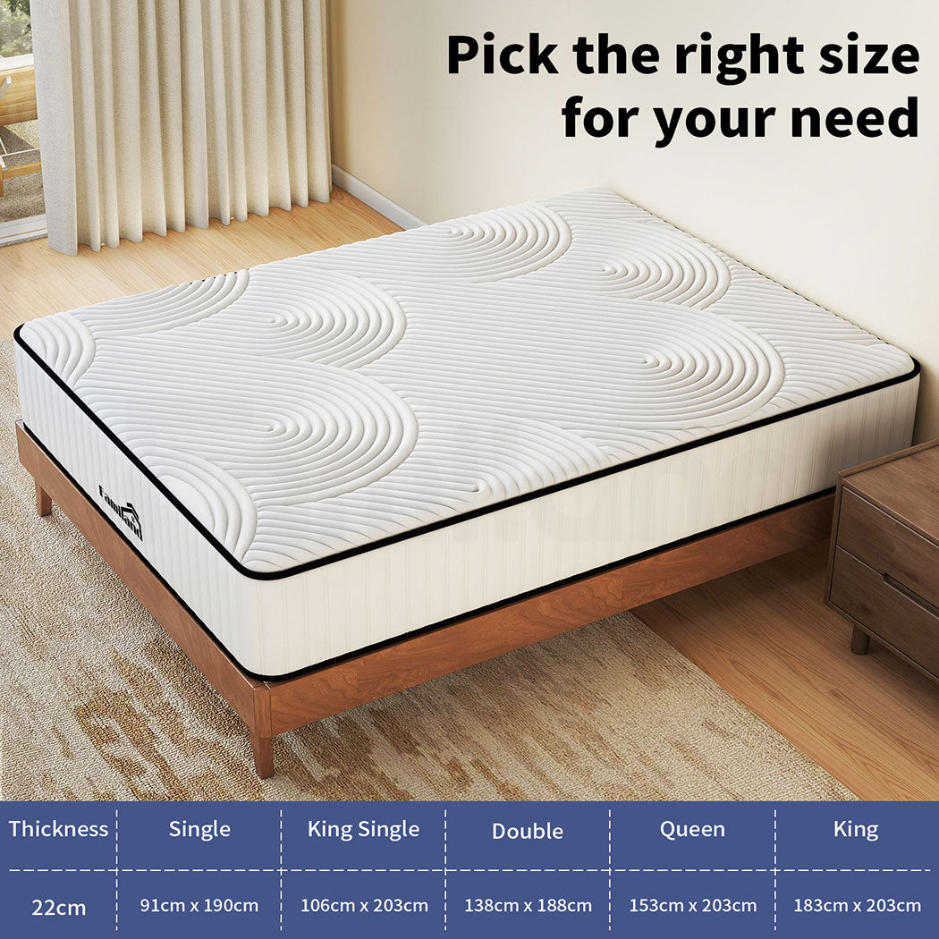 Familand Queen Double King Single Mattress Pocket Spring Memory Foam 22cm White