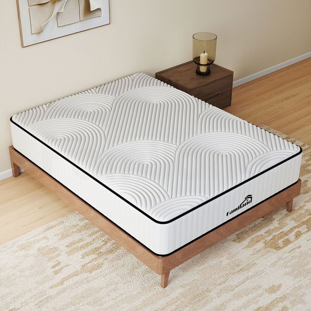 Familand Queen Double King Single Mattress Pocket Spring Memory Foam 22cm White