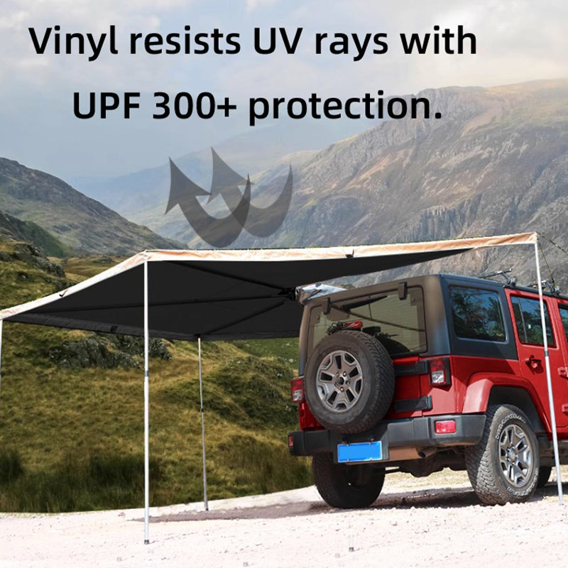 Outdoor camping wind 270 ° fan-shaped car side tent waterproof Oxford cloth material sunshade and rain proof car camping tent