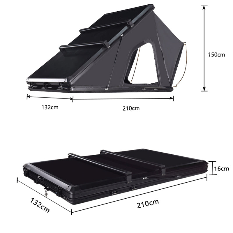 Hard core off-road wind hard shell roof tent, rain proof and strong wind resistant ABS hard shell material, quickly build self driving tent