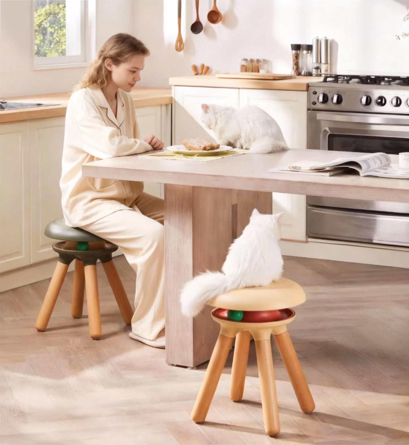 CasaDosa AsteroidOrbit Designed Macarons Fun Cat Stool Pet-Friendly Furniture Human-Pet Interactive Furniture Pet Toys