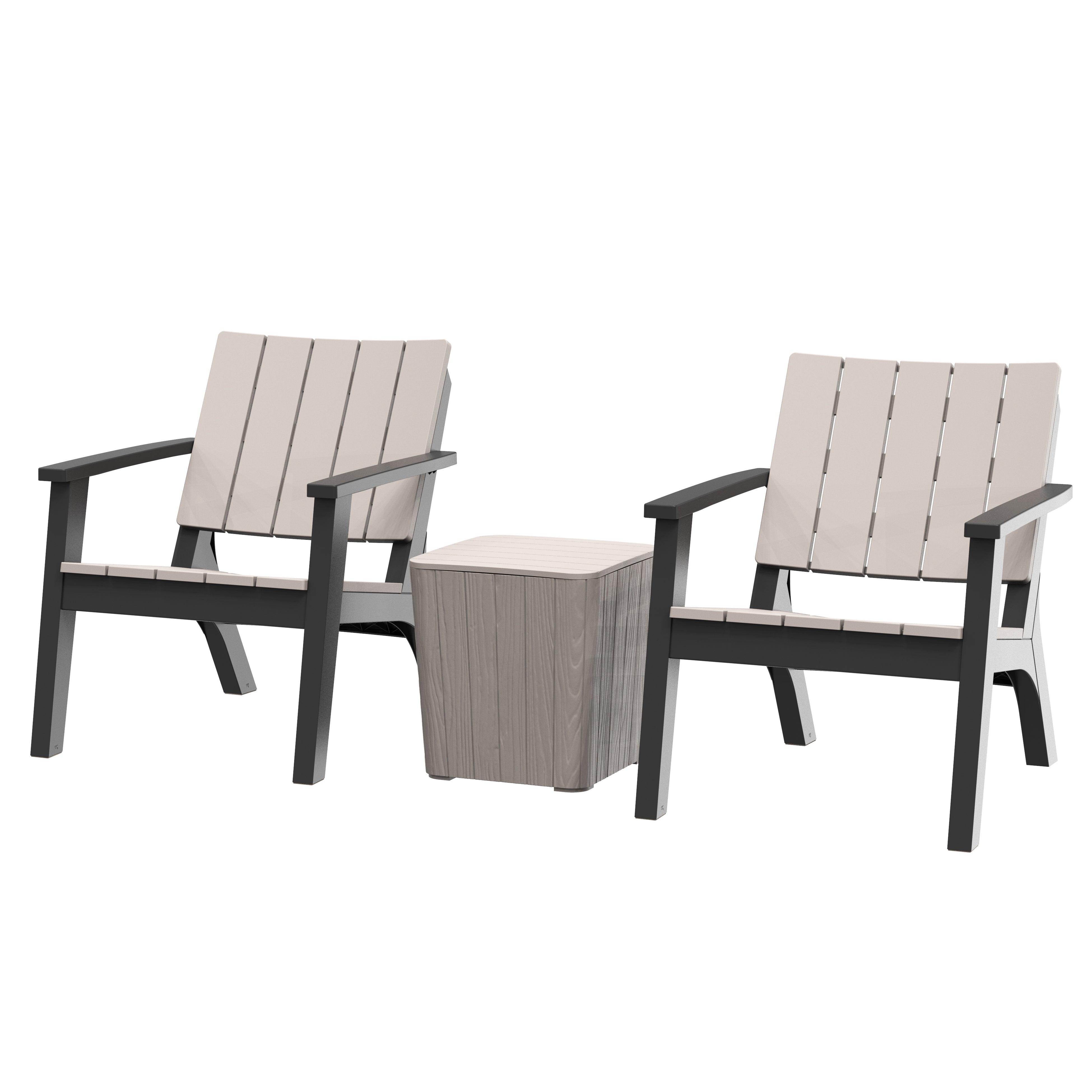 Outdoor Bondi Bistro Set with 2 Single Chairs + 1 Storage Table