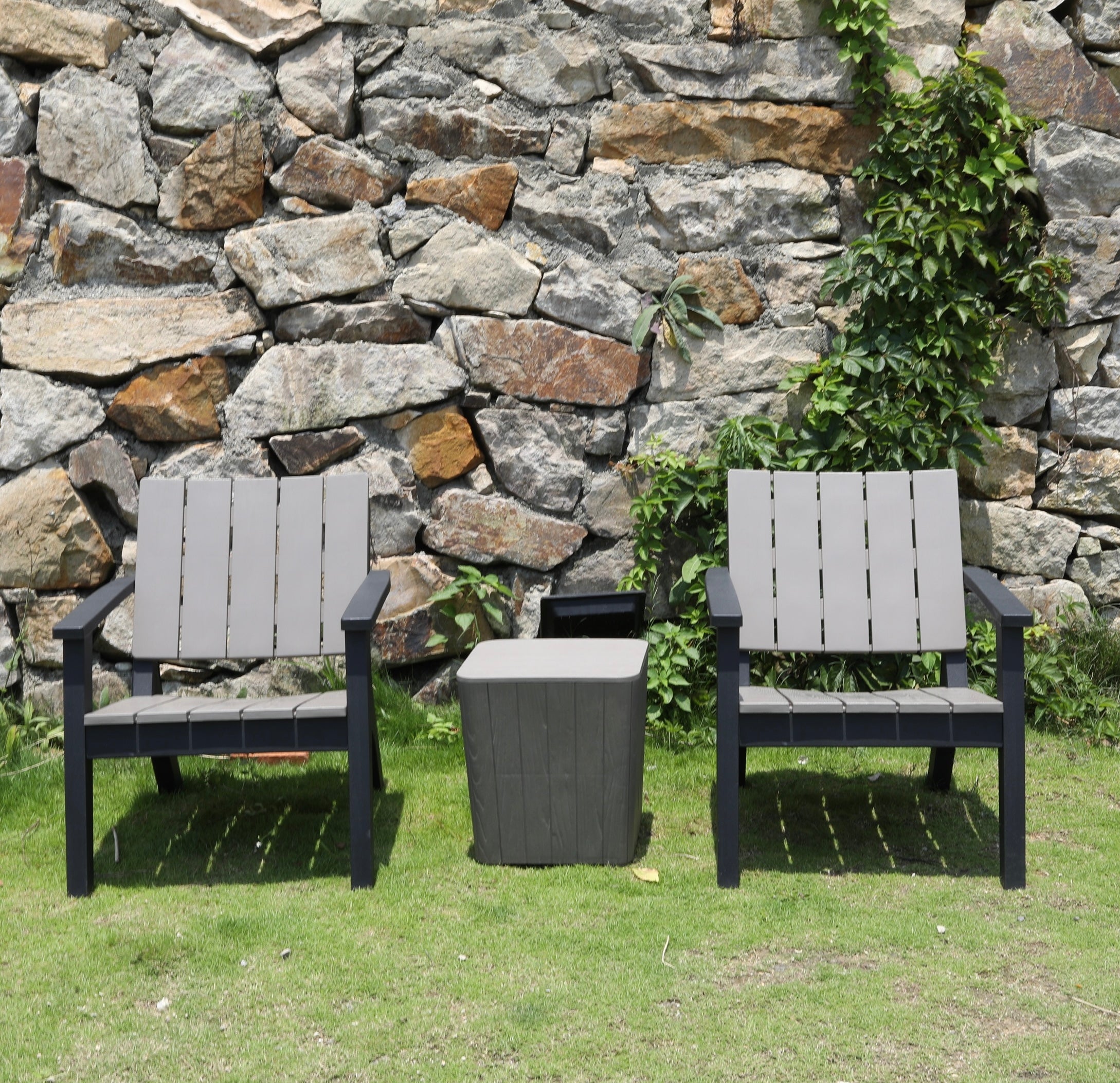 Outdoor Bondi Bistro Set with 2 Single Chairs + 1 Storage Table