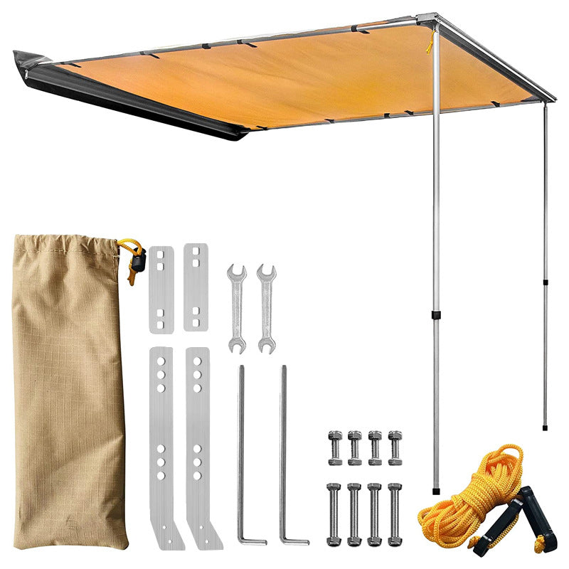 Car side tent for outdoor camping, 420D Oxford fabric khaki fabric side tent