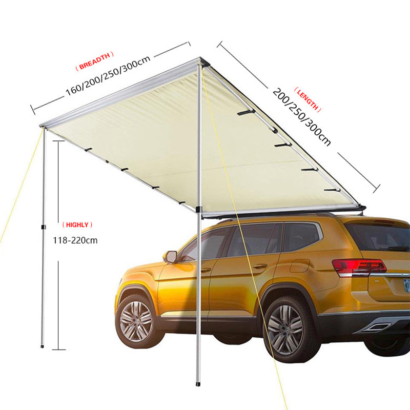 Car side tent for outdoor camping, 420D Oxford fabric khaki fabric side tent