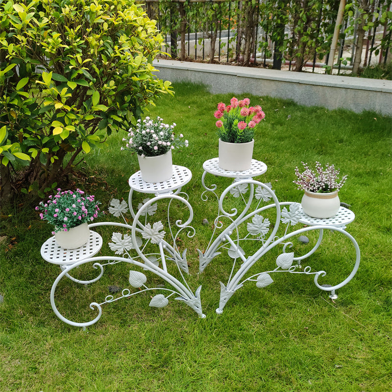 European Style 4-Pot Metal Plant Stand Flower Shelves