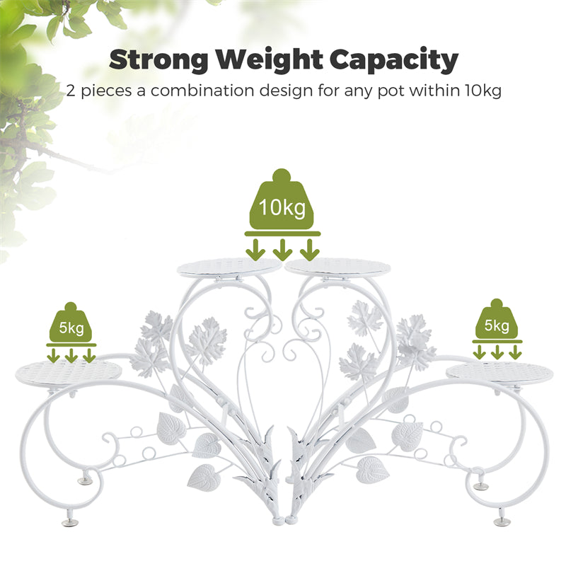 European Style 4-Pot Metal Plant Stand Flower Shelves