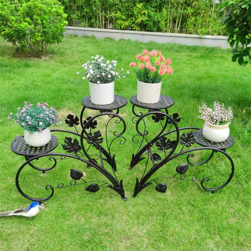 European Style 4-Pot Metal Plant Stand Flower Shelves