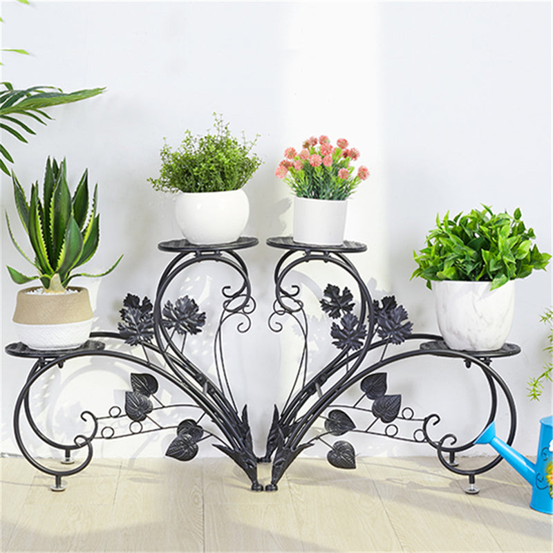 European Style 4-Pot Metal Plant Stand Flower Shelves