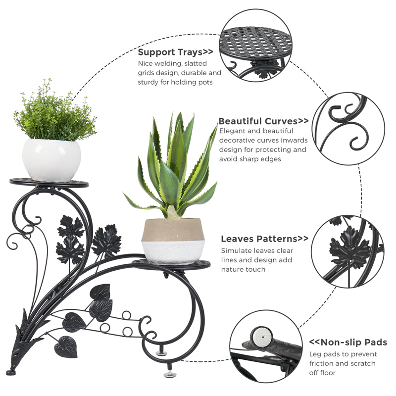 European Style 4-Pot Metal Plant Stand Flower Shelves