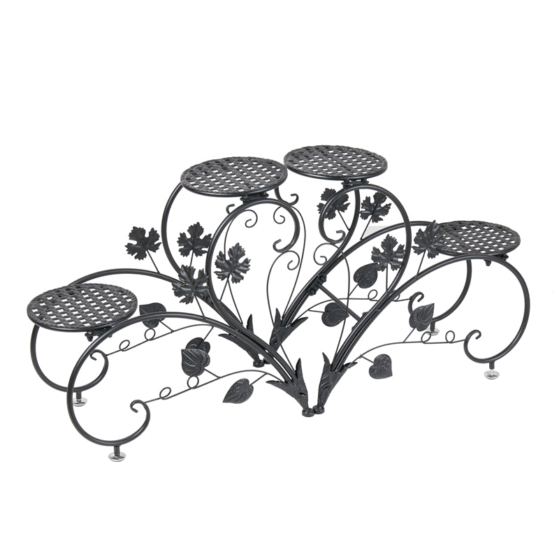 European Style 4-Pot Metal Plant Stand Flower Shelves