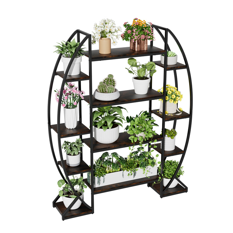 8 Tier Half-Moon Shaped Plant Stand 20 Pots Large Flower Pots Rack Living Room Bookshelf