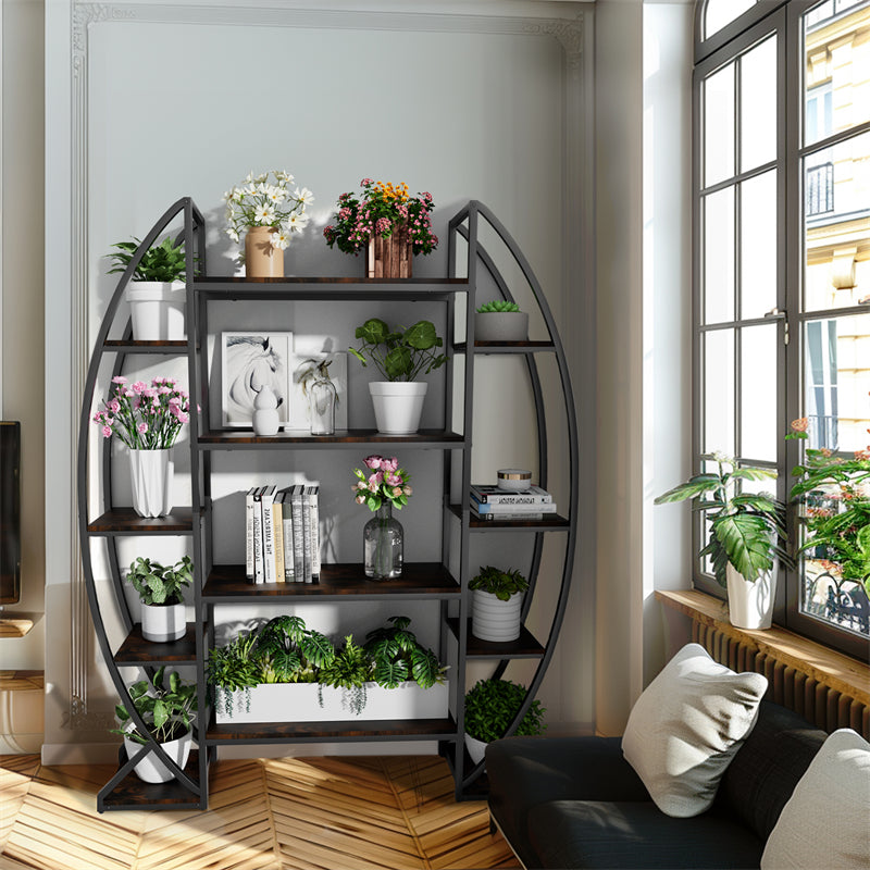 8 Tier Half-Moon Shaped Plant Stand 20 Pots Large Flower Pots Rack Living Room Bookshelf