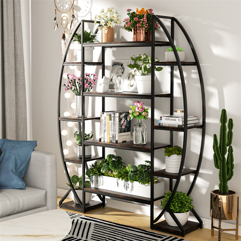 8 Tier Half-Moon Shaped Plant Stand 20 Pots Large Flower Pots Rack Living Room Bookshelf