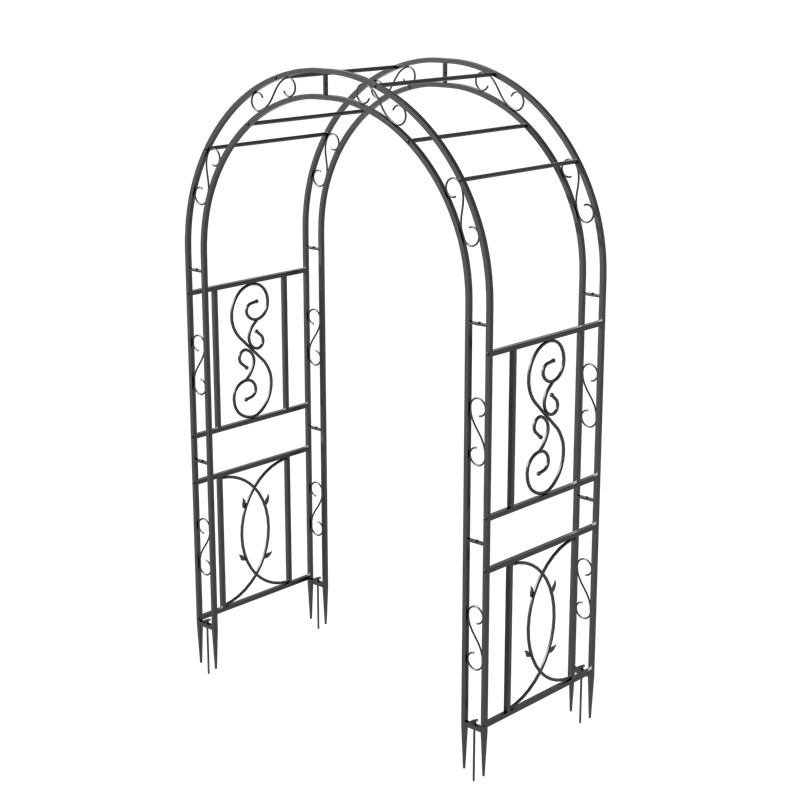 Rust-proof Double-Column Thicken Iron Garden Arch Trellis Vine Flowers Frame Stand w/ 8 Prong