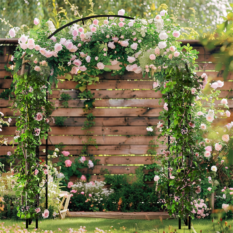 Rust-proof Double-Column Thicken Iron Garden Arch Trellis Vine Flowers Frame Stand w/ 8 Prong