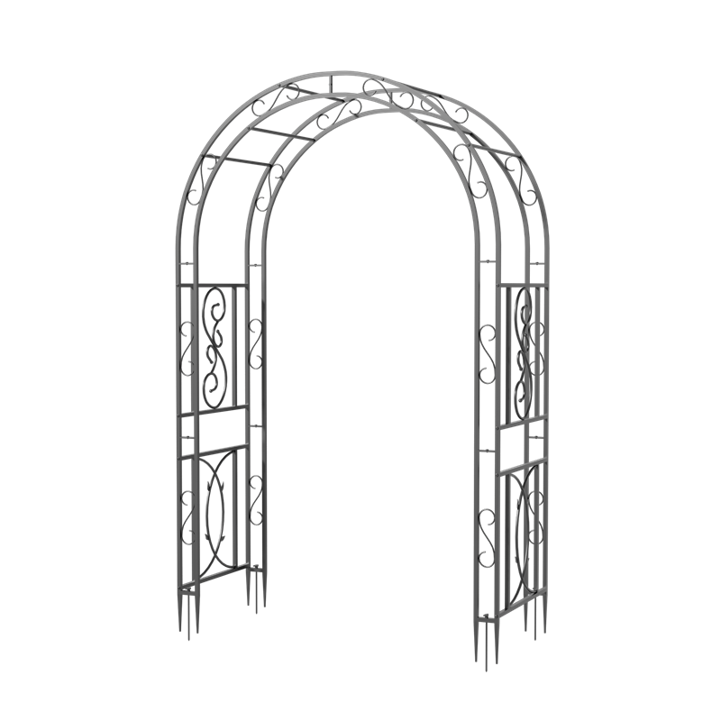 Rust-proof Double-Column Thicken Iron Garden Arch Trellis Vine Flowers Frame Stand w/ 8 Prong