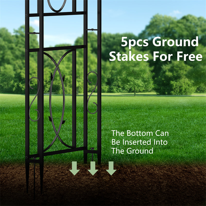 Rust-proof Double-Column Thicken Iron Garden Arch Trellis Vine Flowers Frame Stand w/ 8 Prong