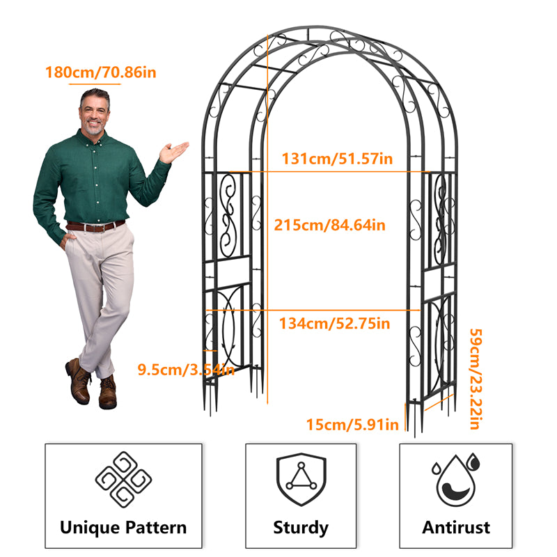 Rust-proof Double-Column Thicken Iron Garden Arch Trellis Vine Flowers Frame Stand w/ 8 Prong