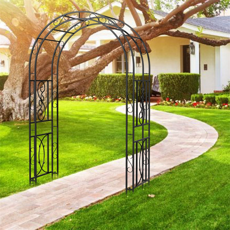 Rust-proof Double-Column Thicken Iron Garden Arch Trellis Vine Flowers Frame Stand w/ 8 Prong