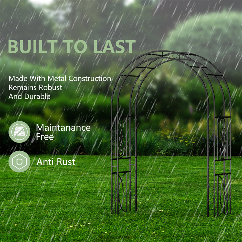 Rust-proof Double-Column Thicken Iron Garden Arch Trellis Vine Flowers Frame Stand w/ 8 Prong