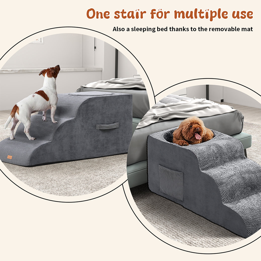 Tedi's 3 Steps Dog Stairs with Nesting Bed Ramp for Bed Couch Sofa