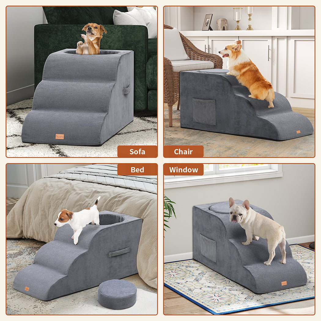 Tedi's 3 Steps Dog Stairs with Nesting Bed Ramp for Bed Couch Sofa