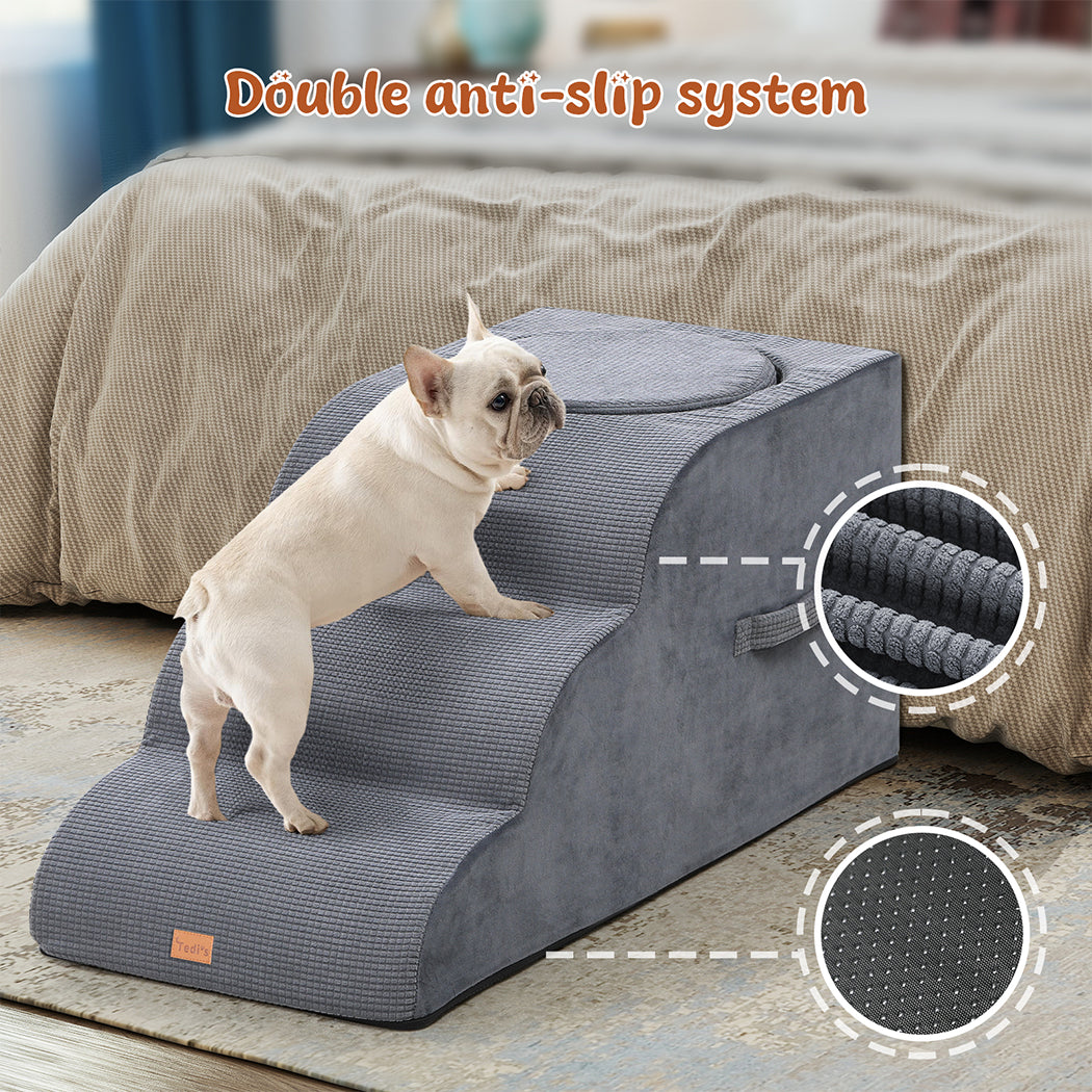 Tedi's 3 Steps Dog Stairs with Nesting Bed Ramp for Bed Couch Sofa