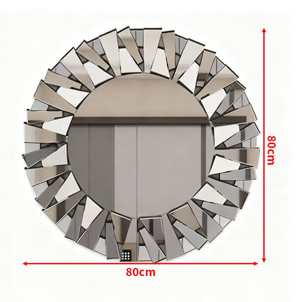 80CM Large Decorative Mirror Unique 3D Starburst Wall Mirror with Beveled Edge