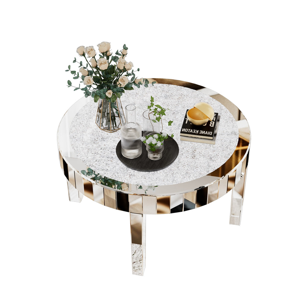 80cm Large Round Mirrored Coffee Center Table Bling Crushed Diamond Tabletop AU
