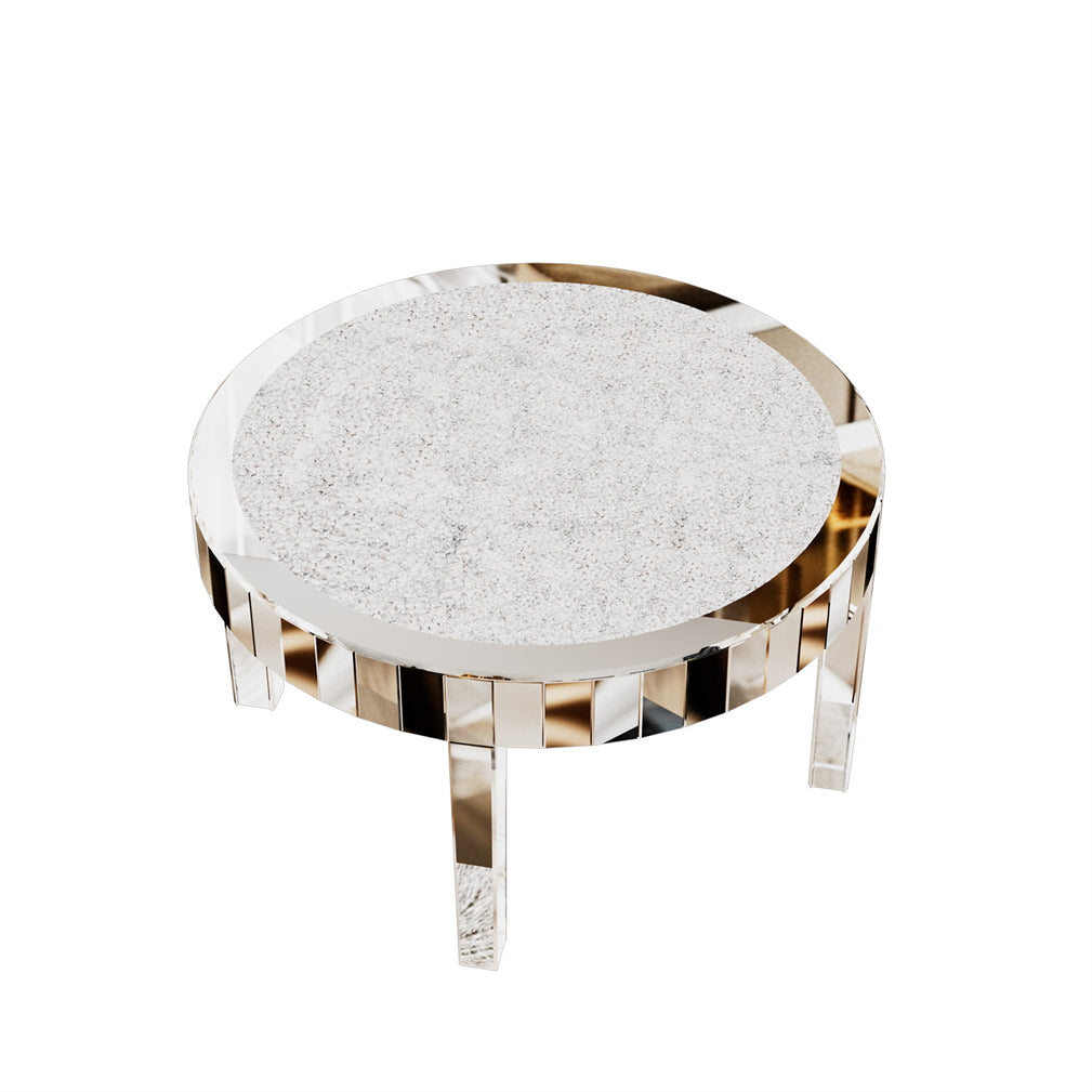 80cm Large Round Mirrored Coffee Center Table Bling Crushed Diamond Tabletop AU
