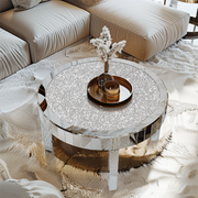 80cm Large Round Mirrored Coffee Center Table Bling Crushed Diamond Tabletop