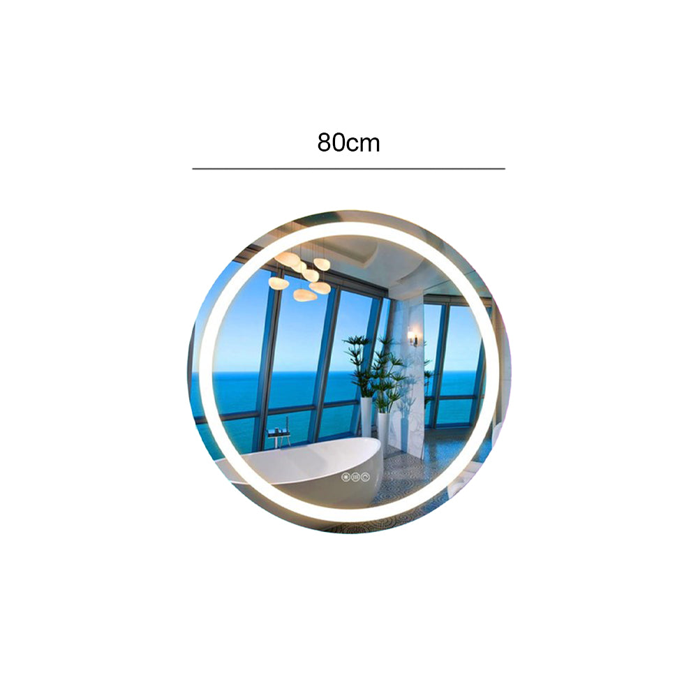Smart Round RGB Bathroom Mirror Bluetooth Speaker Shower Mirror Anti-Fog Memory
