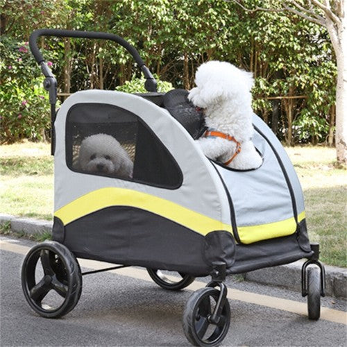 Large Dog Stroller Pet Pram Cart Travel Pushchair Carrier w/ Divider
