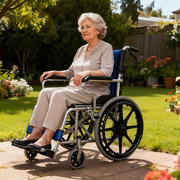 20" Foldable Wheelchair Park Brakes Lightweight Soft Mobility Aid Fold Disabled Blue