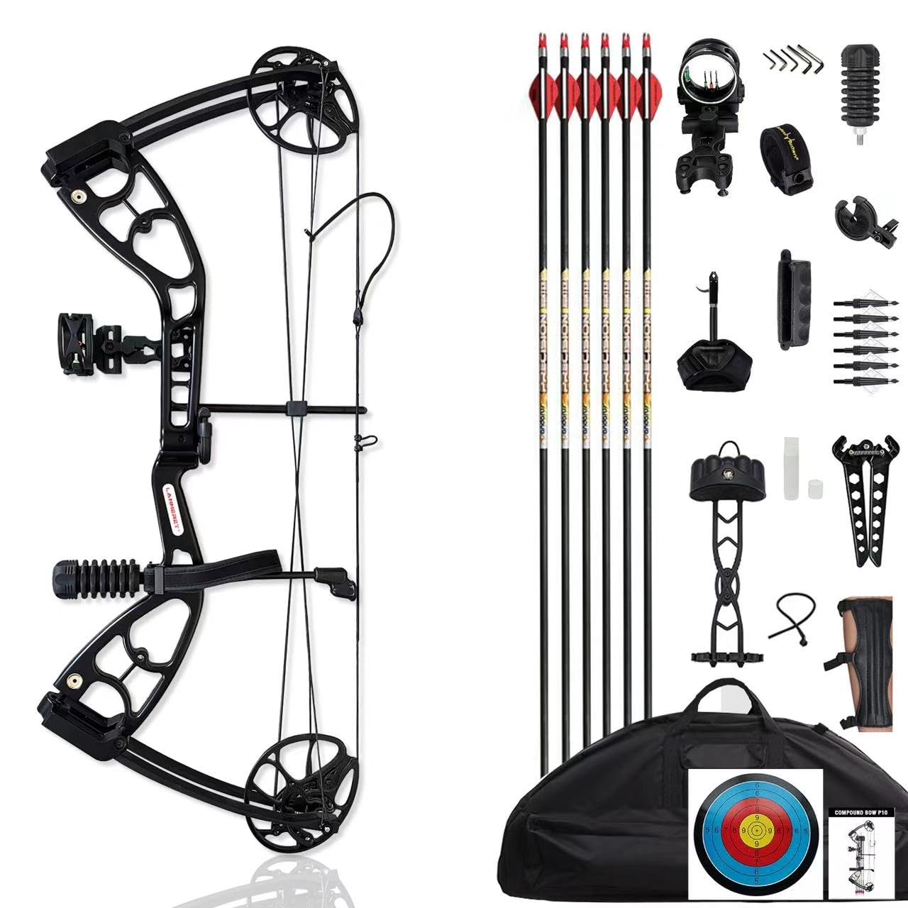 MOTION ZEUS Lightweight Compound Bow Kit For Pull Beginner And Intermediate Archer, 19-70LBS Draw Weight, 19"-30"Draw Length, Up To 320 FPS, Fully Adjustable Archery Hunting Equipment