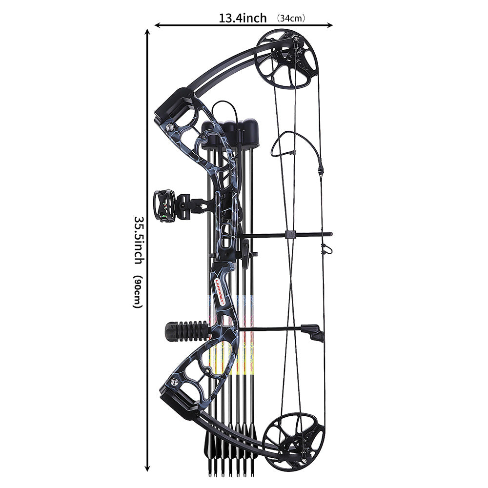 MOTION ZEUS Lightweight Compound Bow Kit For Pull Beginner And Intermediate Archer, 19-70LBS Draw Weight, 19"-30"Draw Length, Up To 320 FPS, Fully Adjustable Archery Hunting Equipment