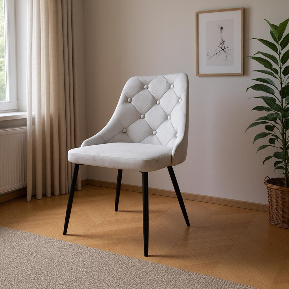 Dining Chair Set of 4 Velvet Seat Light Grey Kitchen Living Room Chair Bedroom Vanity Chair Desk Chair