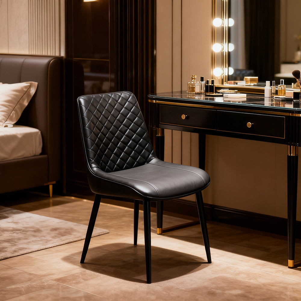 Dining Chair Set of 4 Leather Seat Kitchen Living Room Chair Bedroom Vanity Chair Desk Chair White Black