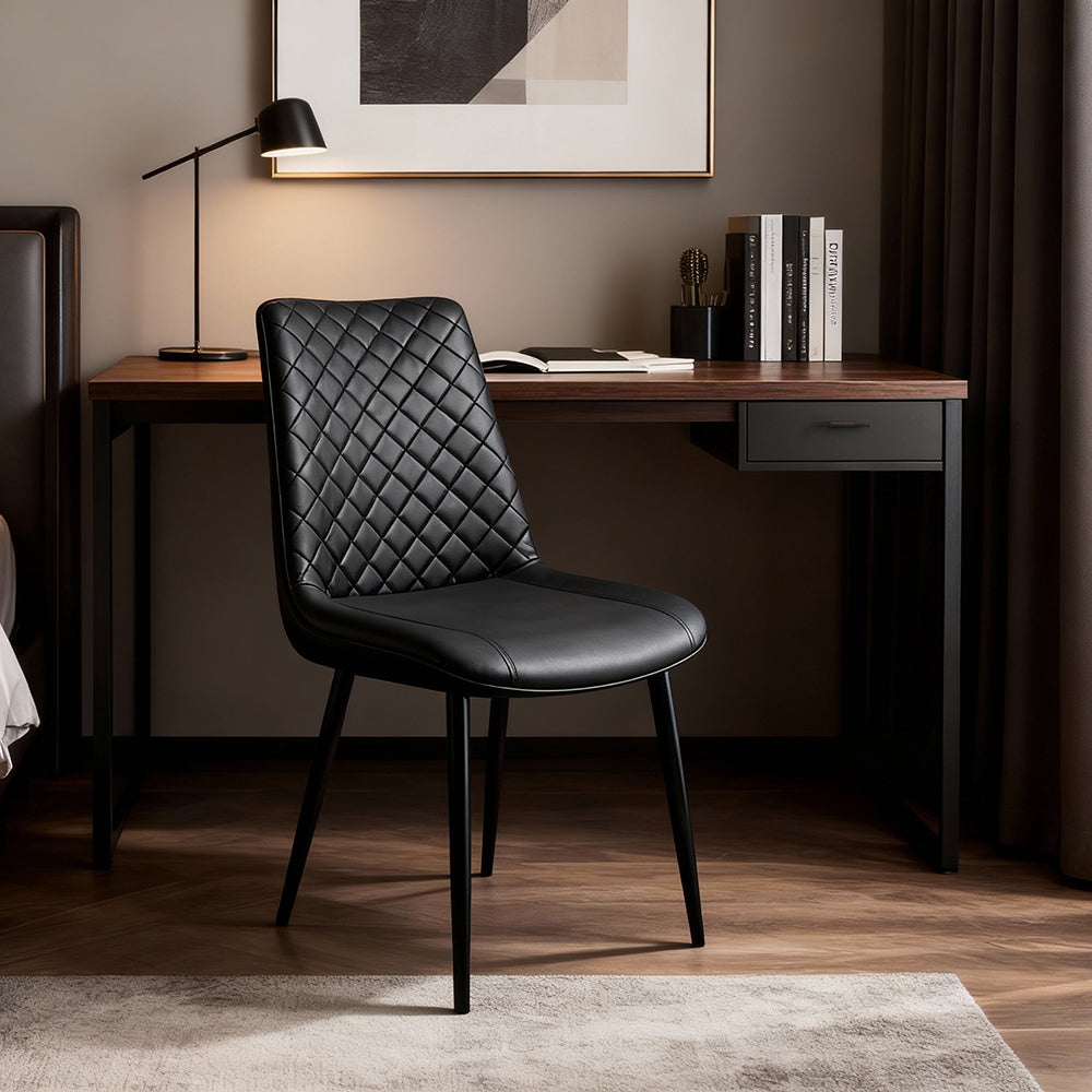 Dining Chair Set of 4 Leather Seat Kitchen Living Room Chair Bedroom Vanity Chair Desk Chair White Black