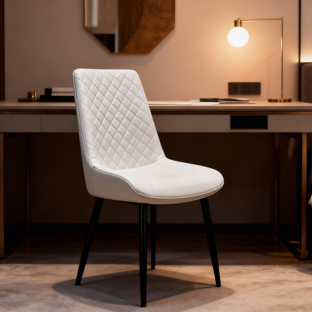 Dining Chair Set of 4 Leather Seat Kitchen Living Room Chair Bedroom Vanity Chair Desk Chair White Black