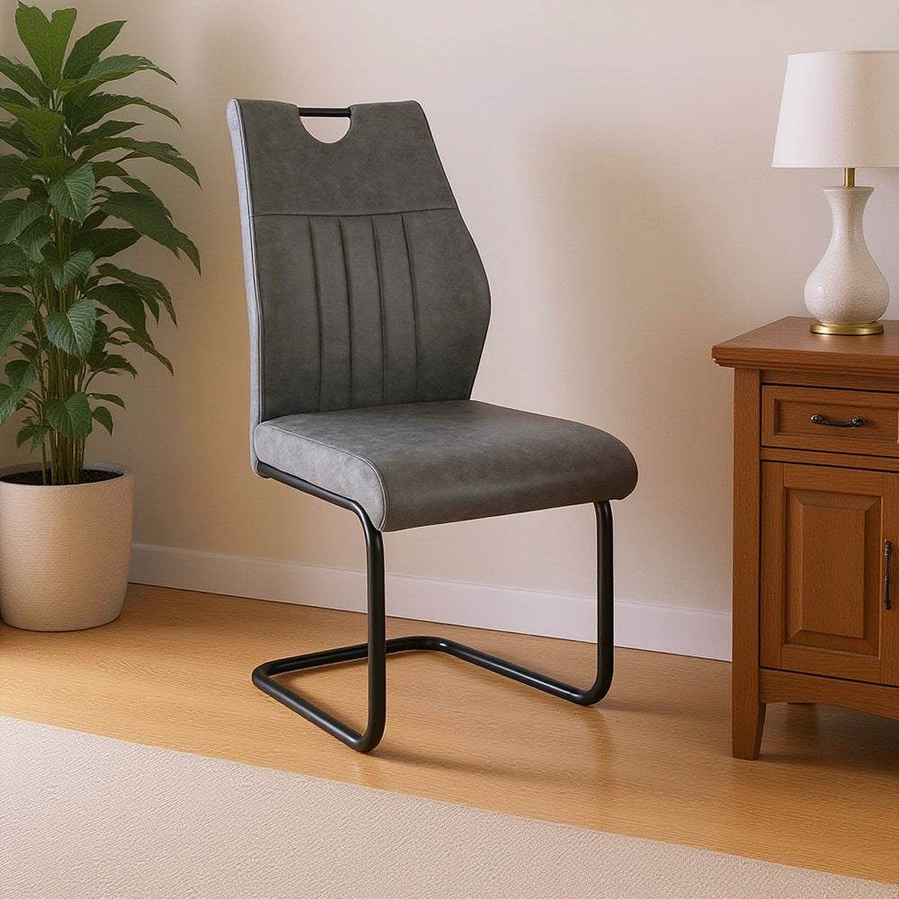 Dining Chair Set of 4 Leathaire Seat Grey Kitchen Living Room Chair Bedroom Vanity Chair Desk Chair