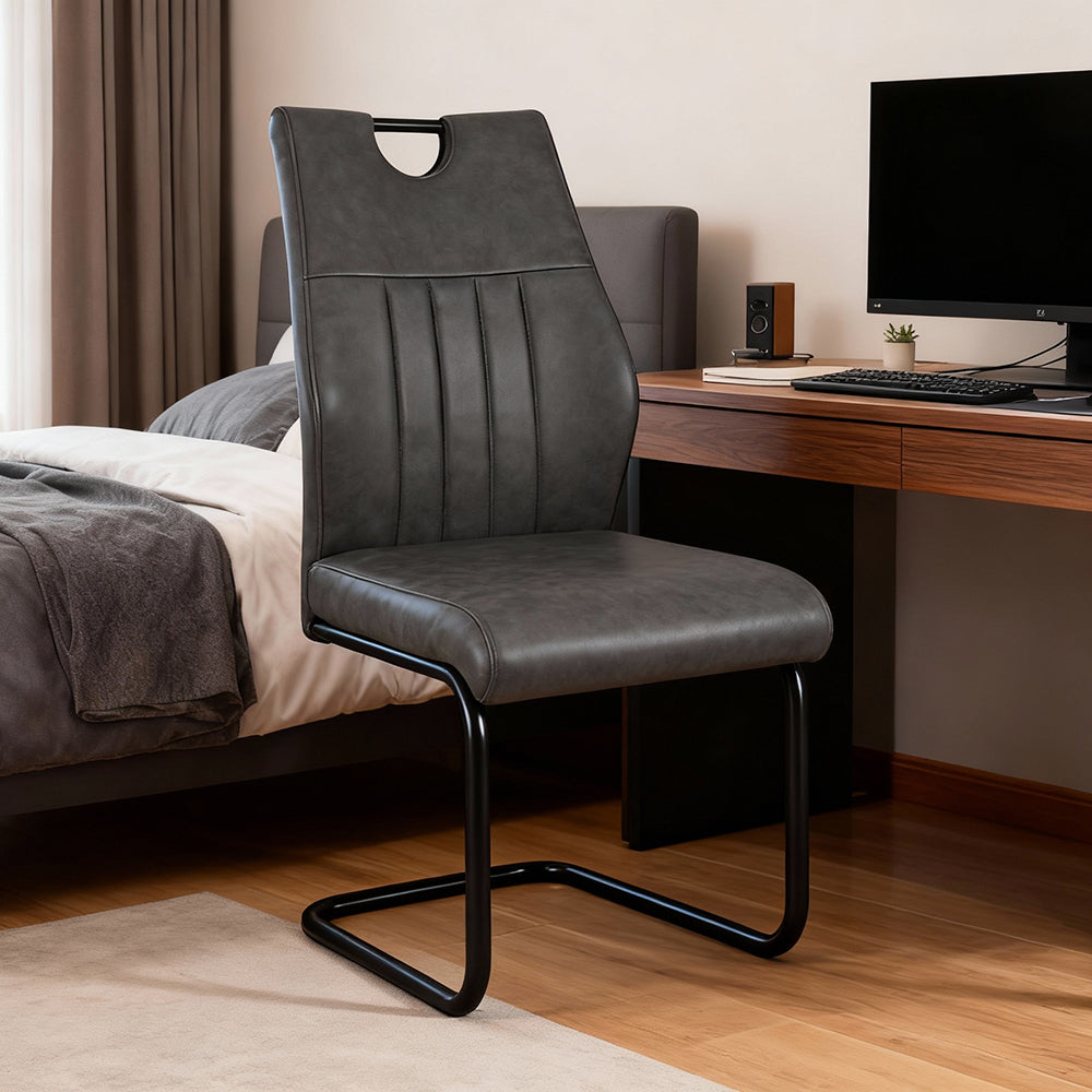 Dining Chair Set of 4 Leathaire Seat Grey Kitchen Living Room Chair Bedroom Vanity Chair Desk Chair