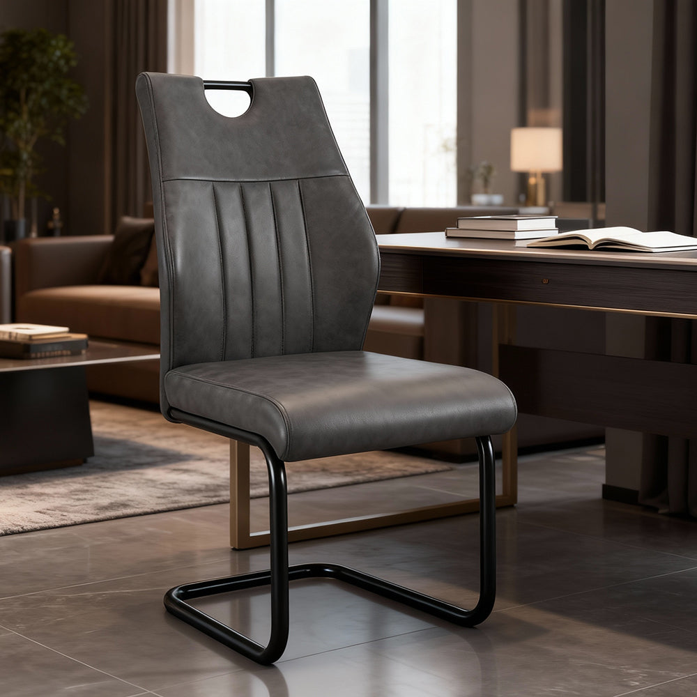 Dining Chair Set of 4 Leathaire Seat Grey Kitchen Living Room Chair Bedroom Vanity Chair Desk Chair