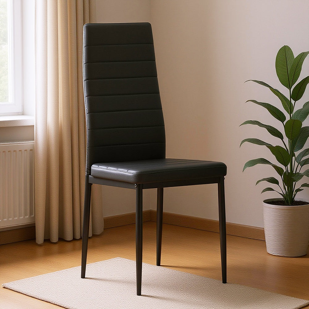 Dining Chair Set of 6 Leather Seat Black Kitchen Living Room Chair Bedroom Vanity Chair Desk Chair